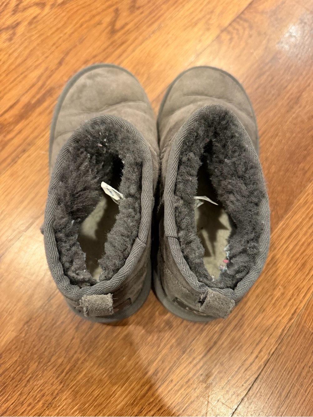 UGG Kids Gray Furry Slip-On Winter Boots
